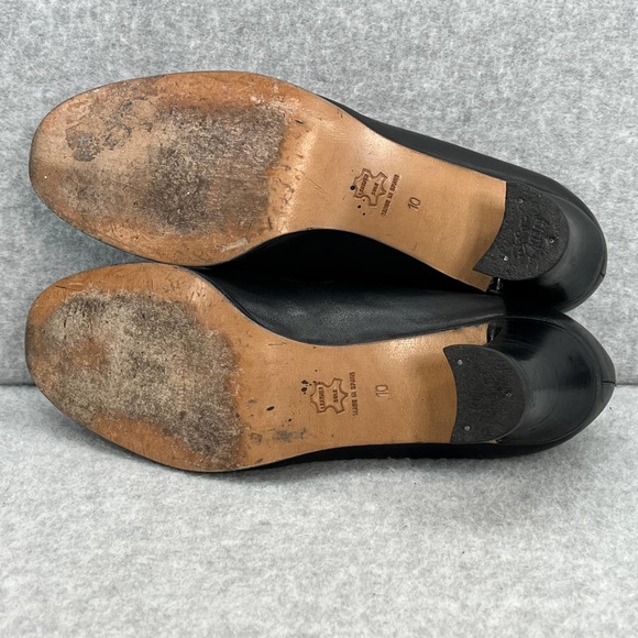 Charles David Horsebit Loafer Mid Block Heel Pump- Black Leather - Women Size 10 - Picture 10 of 11